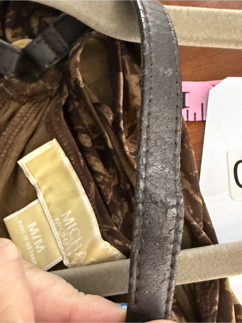 Michael Kors adjustable leather buckle straps draped neckline Fair condition - Picture 7 of 8